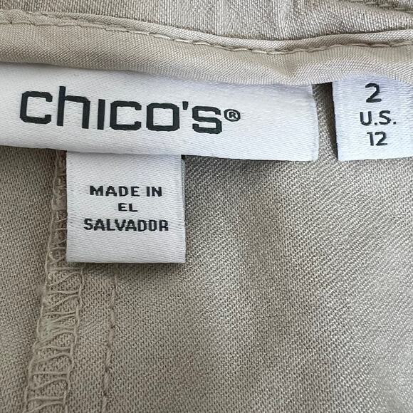 Chicos Womens Cropped Pants 2 (US 12) Beige Straight Leg Stretch Rayon Blend - Picture 4 of 5